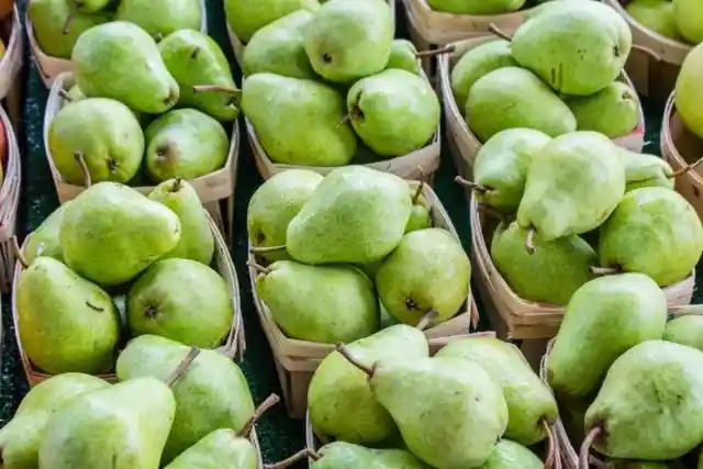 If there are ten pears in a pile and you put three in your basket, how many pears do you have?