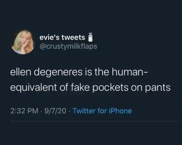 Ellen Compared to Fake Pockets