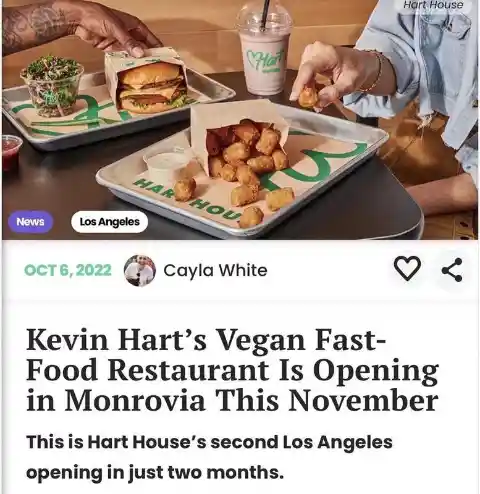 Kevin Hart Set to Open a Plant-Based Fast-Food Restaurant in America