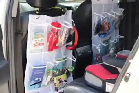 Repurpose Over-the-Door Shoe Racks as Backseat Organizers